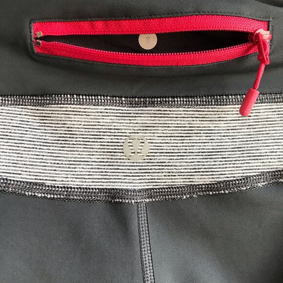 Lululemon Run Cropped Leggings Size 8 Pockets Mesh Running Gym Winter Luxtreme - Picture 3 of 9